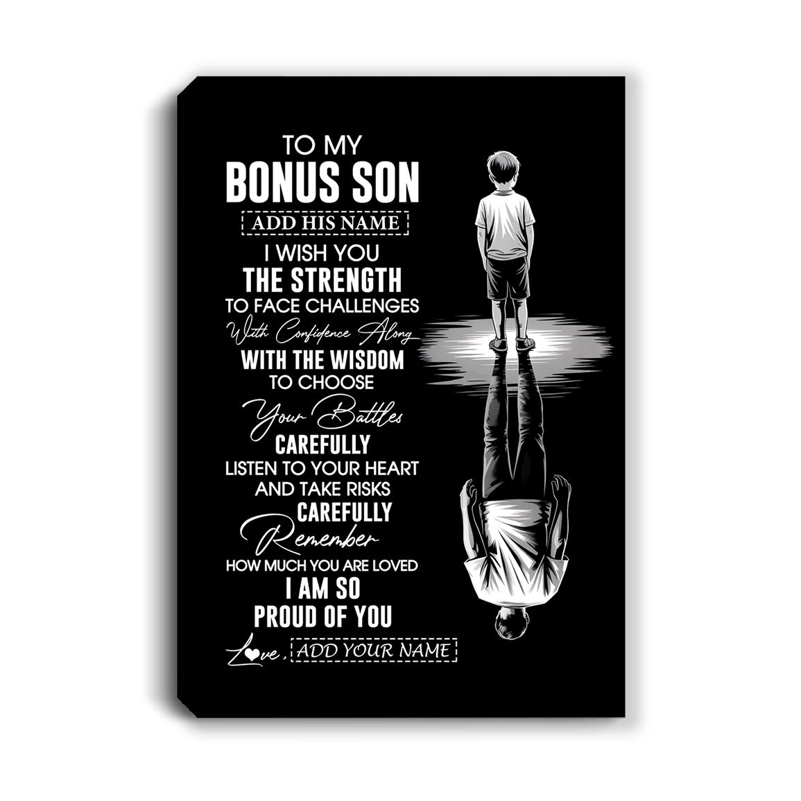 Personalized To My Bonus Son Gifts Canvas From Stepmom Stepdad I Wish You The Strength Stepson Birthday Gifts Christmas Graduation Custom Wall Art Framed Canvas | teecentury