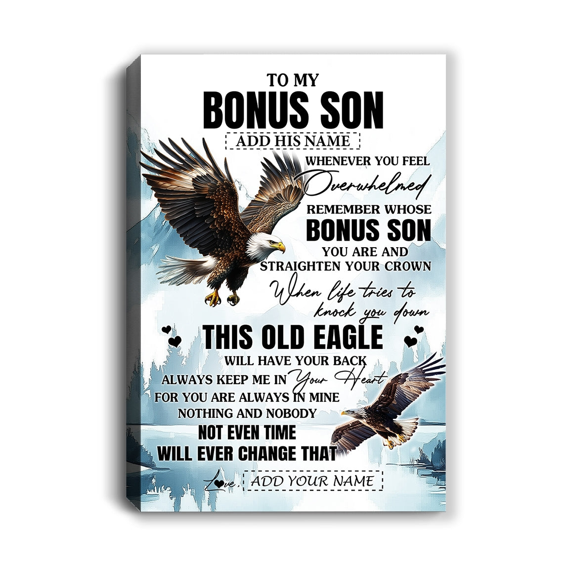 Personalized To My Bonus Son Gifts Canvas From Stepmom Stepdad Whenever Eagle Unique Birthday Gifts For Stepson Graduation Christmas Custom Wall Art Framed Canvas | teecentury