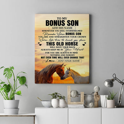 Personalized To My Bonus Son Gifts Canvas From Stepmom Stepdad Whenever Horse Unique Birthday Gifts For Stepson Graduation Christmas Custom Print Framed Canvas | teecentury