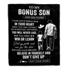 Personalized To My Bonus Son Gifts From Stepdad Blanket Don't Give Up Stepfather Gifts For Stepson Birthday Graduation Christmas Customized Fleece Blanket | teecentury