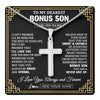 Stainless Cross Necklace Stainless Steel | 1 | Personalized To My Bonus Son Gifts From Stepmom Stepdad Cross Necklace Never Give Up Inspirational Gift For Stepson Birthday Christmas Gift Box Message Card | https://teecentury.