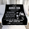 Personalized To My Bonus Son Gifts From Stepmother Blanket Don't Give Up Stepmom Gifts For Stepson Birthday Graduation Christmas Customized Fleece Blanket | teecentury