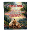 Personalized To My Bonus Son Gifts From Stepmother Stepdad Blanket Don't Give Up Bear Gifts For Stepson Birthday Graduation Christmas Customized Fleece Blanket | teecentury