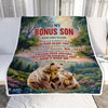 Personalized To My Bonus Son Gifts From Stepmother Stepdad Blanket Don't Give Up Bear Gifts For Stepson Birthday Graduation Christmas Customized Fleece Blanket | teecentury