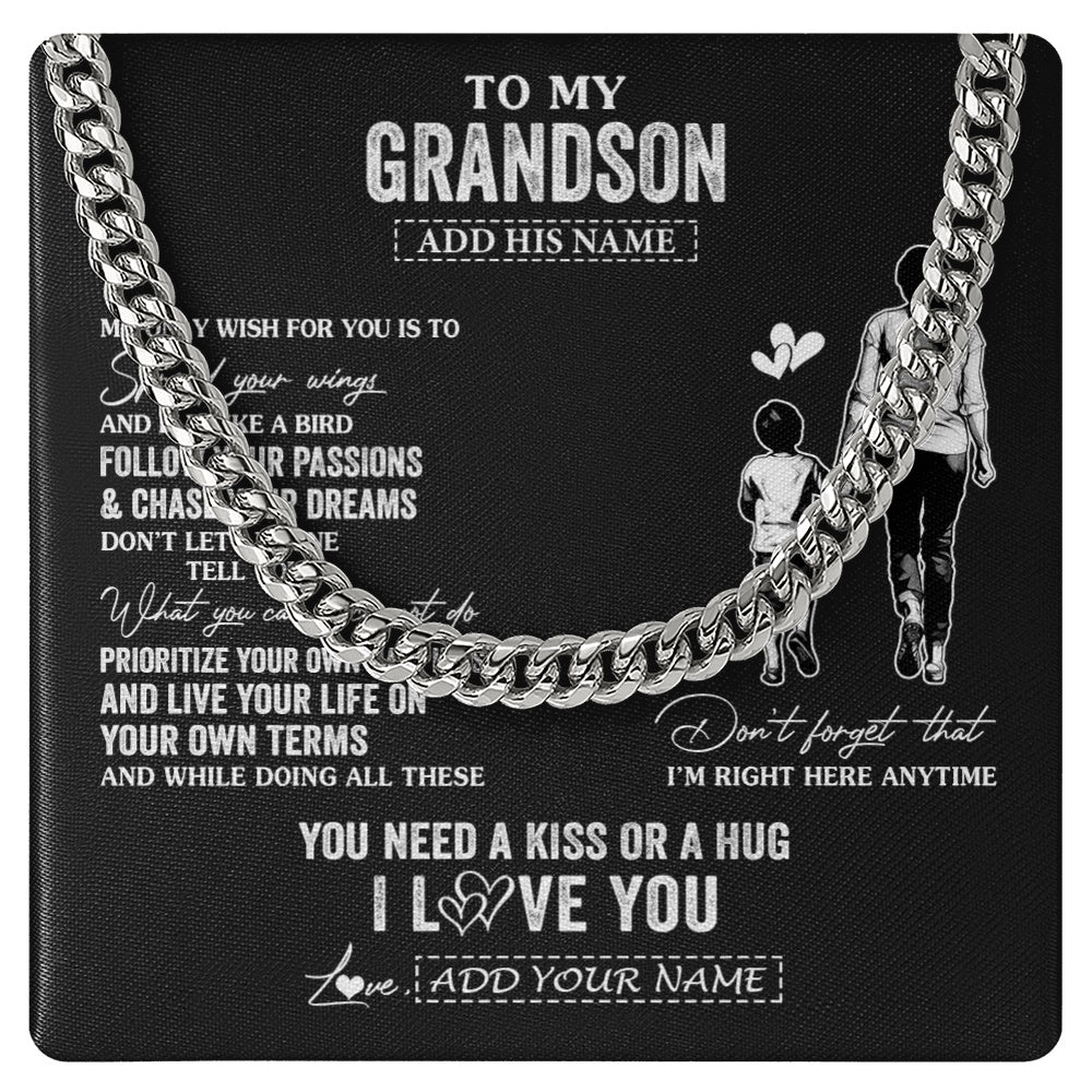 Cuban Link Chain Necklace Stainless Steel | 1 | Personalized To My Bonus Son Gifts Necklace From Stepmom My Only Wish For You Stepson Birthday Gifts Graduation Christmas Customized Gift Box Message Card | teecentury.myshopify