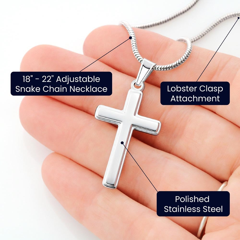 Stainless Cross Necklace Stainless Steel | 4 | Personalized To My Bonus Son Gifts Necklace From Stepmom Wherever Your Journey In Life Tiger Stepson Birthday Gifts Graduation Custom Gift Box Message Card | https://teecentury.