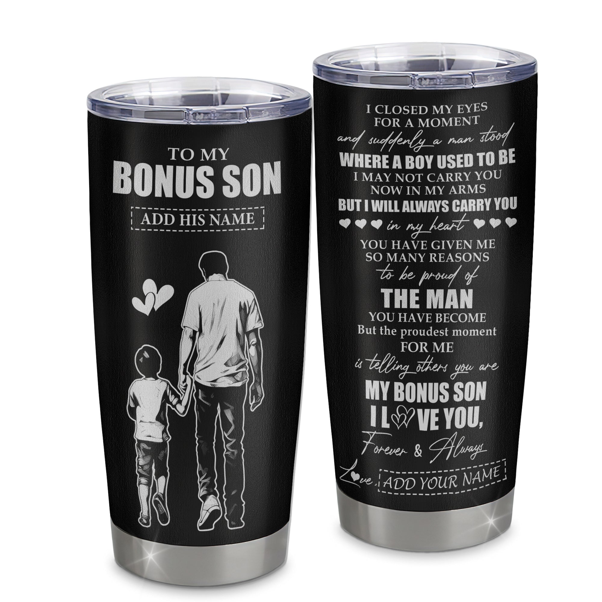 Personalized To My Bonus Son Gifts Tumbler From Stepdad I Closed My Eyes For A Moment Stepson Birthday Graduation Christmas Custom Stainless Steel Cup Travel Mug | teecentury