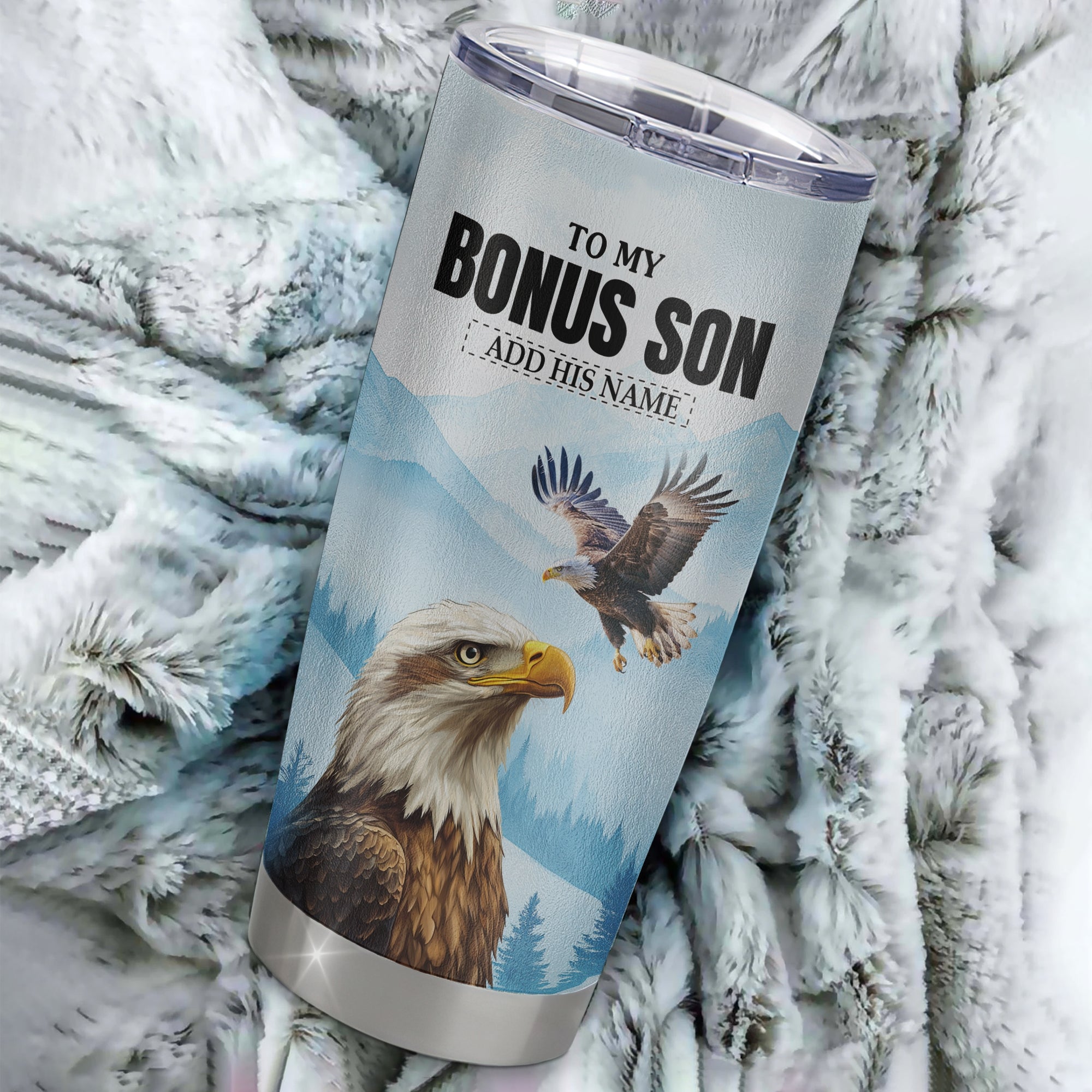 Personalized To My Bonus Son Gifts Tumbler From Stepmom Stepdad Eagle My Only Wish For You Stepson Birthday Gifts Graduation Christmas Custom Stainless Stee Travel Mug | teecentury