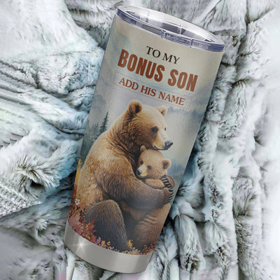 Personalized To My Bonus Son Gifts Tumbler From Stepmom Stepdad Whenever Bear Unique Birthday Gifts For Stepson Graduation Christmas Stainless Steel Cup Travel Mug | teecentury