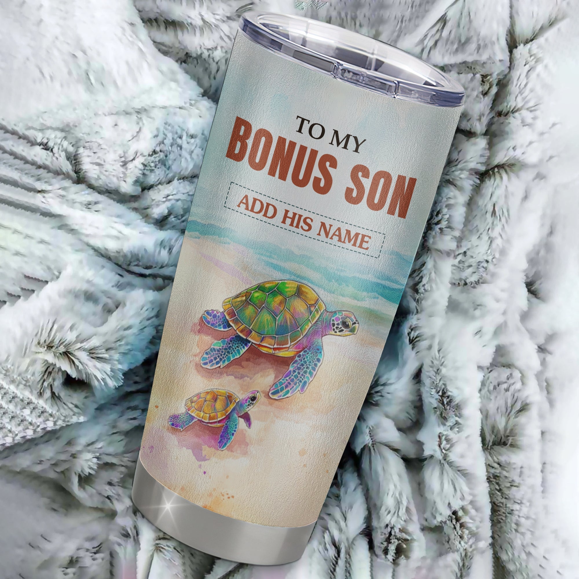 Personalized To My Bonus Son Gifts Tumbler From Stepmom Stepdad Whenever Turtle Unique Birthday Gifts For Stepson Graduation Christmas Custom Stainless Steel Mug | teecentury