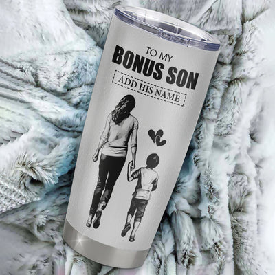 Personalized To My Bonus Son Gifts Tumbler From Stepmom Stepdad Whenever Woman Unique Birthday Gifts For Stepson Graduation Christmas Custom Stainless Steel Travel Mug | teecentury