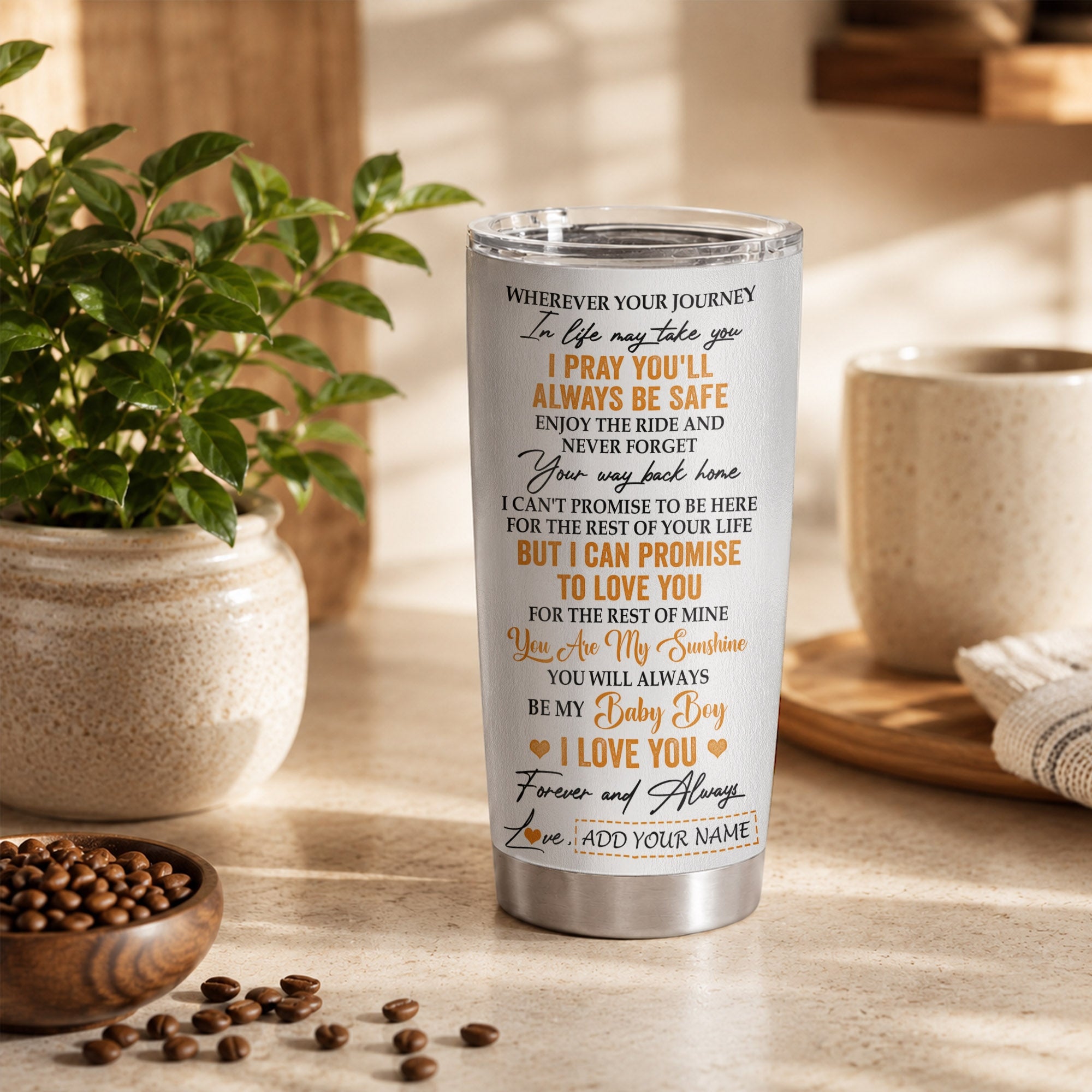 Personalized To My Bonus Son Gifts Tumbler From Stepmom Stepdad Wherever Your Journey In Life Tiger Stepson Birthday Gifts Graduation Custom Stainless Steel Travel Mug | teecentury