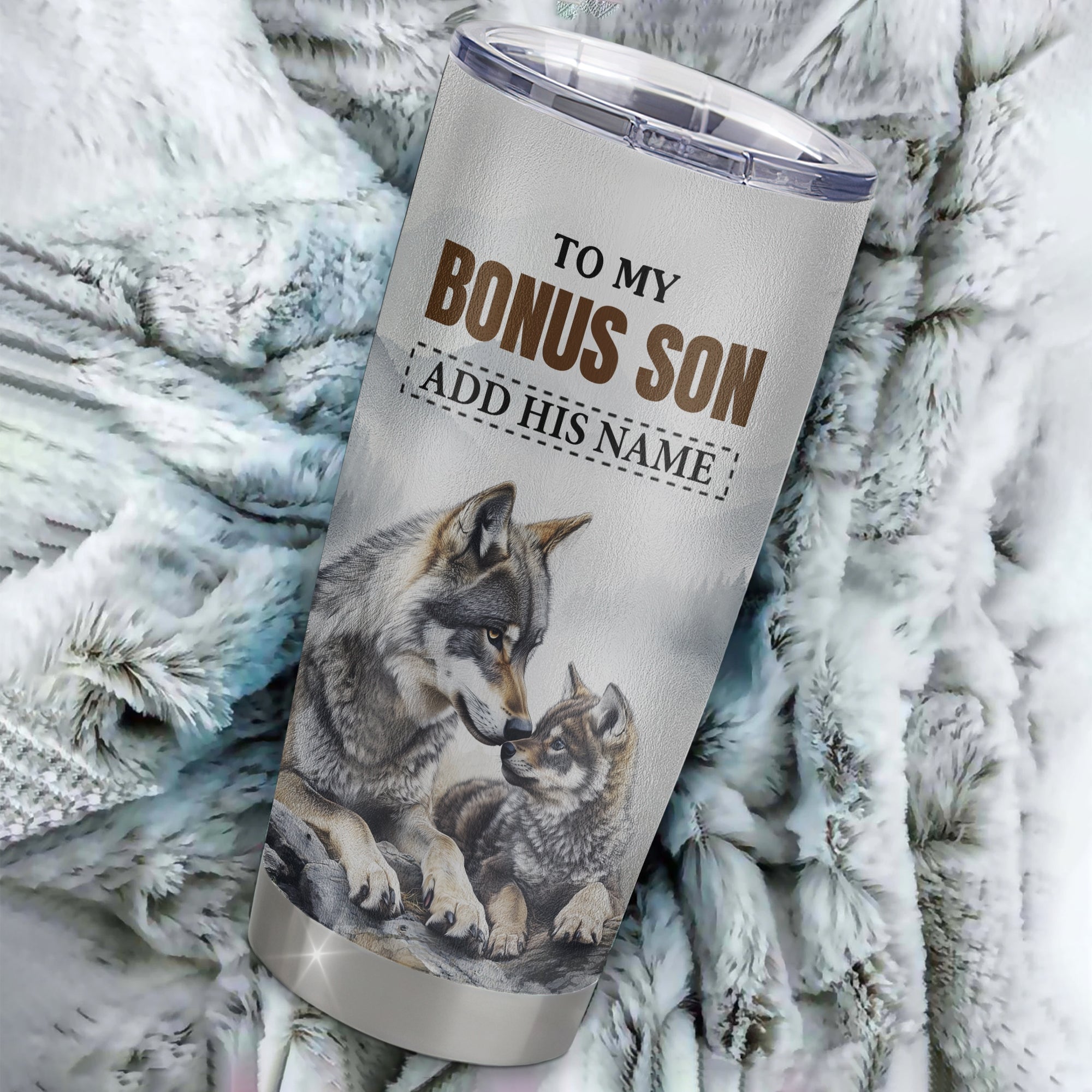 Personalized To My Bonus Son Gifts Tumbler From Stepmom Stepdad Wolf My Only Wish For You Stepson Birthday Gifts Graduation Christmas Custom Stainless Steel Mug | teecentury