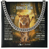 Cuban Link Chain Necklace Stainless Steel | 1 | Personalized To My Bonus Son Lion Necklace From Stepmom Never Forget That I Love You Stepson Birthday Graduation Christmas Customized Gift Box Message Card | teecentury