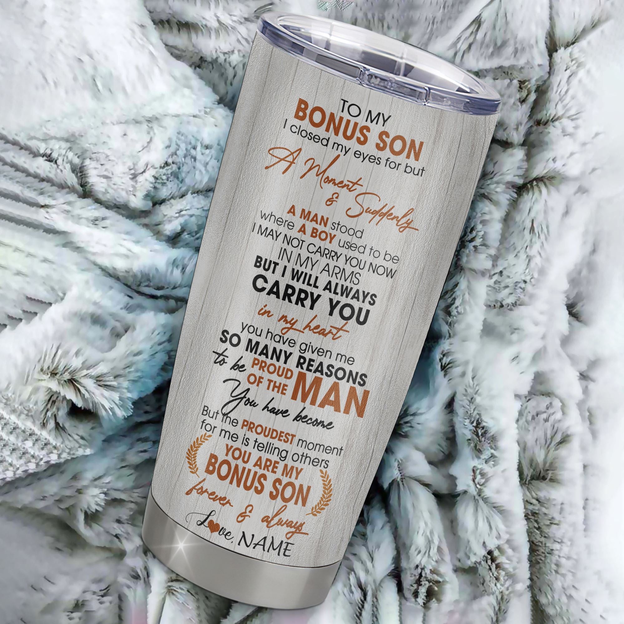 Personalized To My Bonus Son Lion Tumbler From Stepdad I Closed My Eyes Great Stepson Birthday Gifts Graduation Christmas Custom Stainless Steel Cup Travel Mug | teecentury