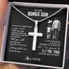 Stainless Cross Necklace Stainless Steel | 2 | Personalized To My Bonus Son Necklace You Will Never Lose From Bonus Dad Stepfather Stepson Birthday Gifts Graduation Christmas Gift Box Message Card | teecentury