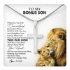 Stainless Cross Necklace Stainless Steel | 1 | Personalized To My Bonus Son Necklace from Stepdad Whenever You Fell Overwhelmed Lion Stepson Birthday Christmas Customized Gift Box Message Card | teecentury