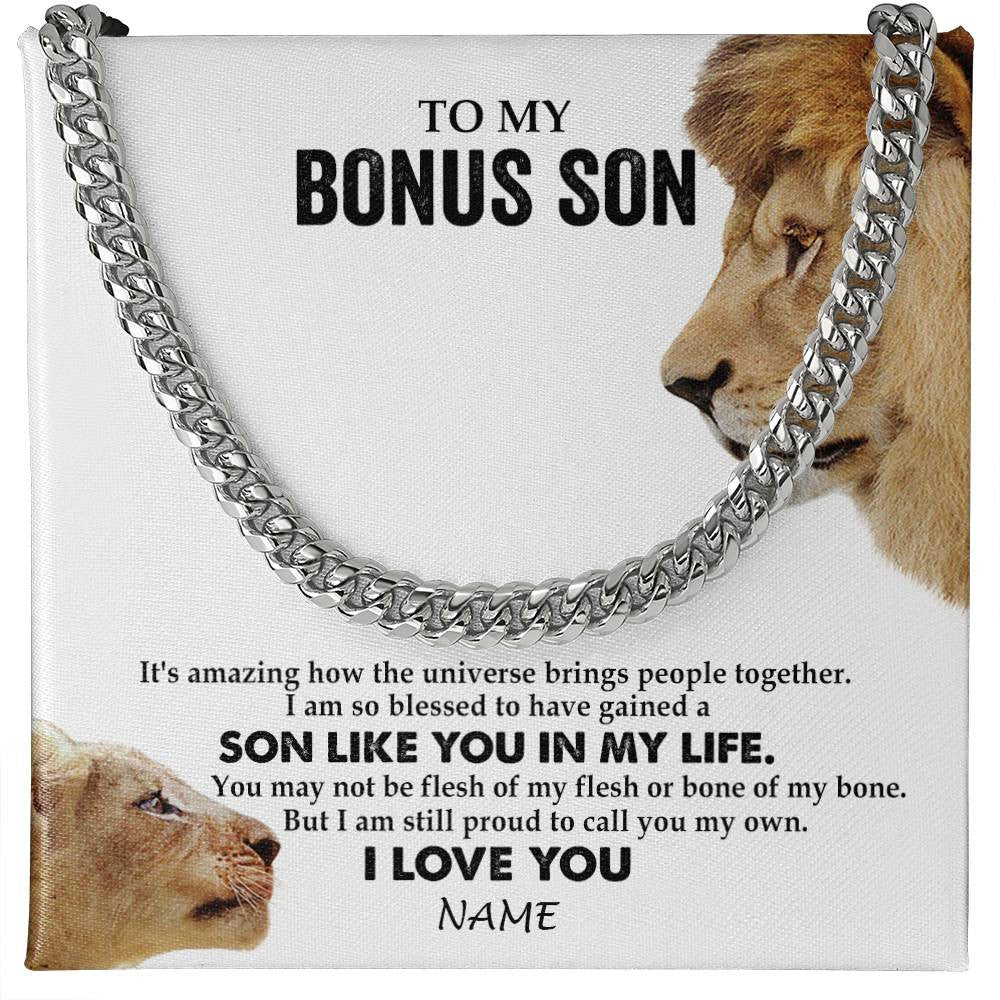 To My Bonus Son Dog Tag Chain, Stepson Gift, Bonus Son Birthday