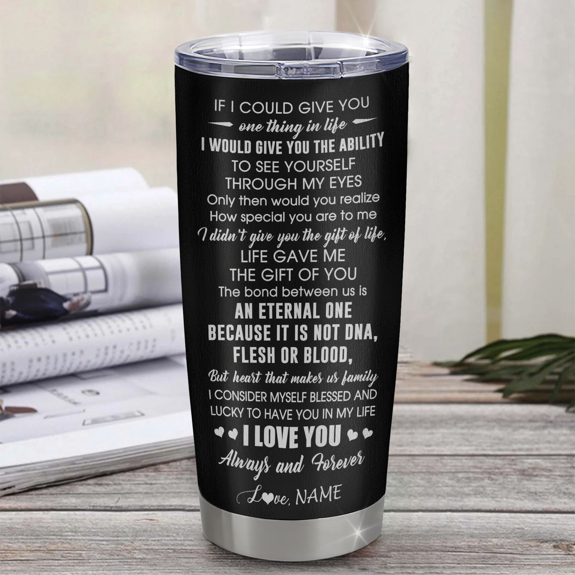Personalized To My Bonus Son Tumbler From Stedad Stainless Steel Cup It Is Not DNA I Love You Stepson Birthday Gifts Graduation Meaningful Christmas Custom Travel Mug | teecentury