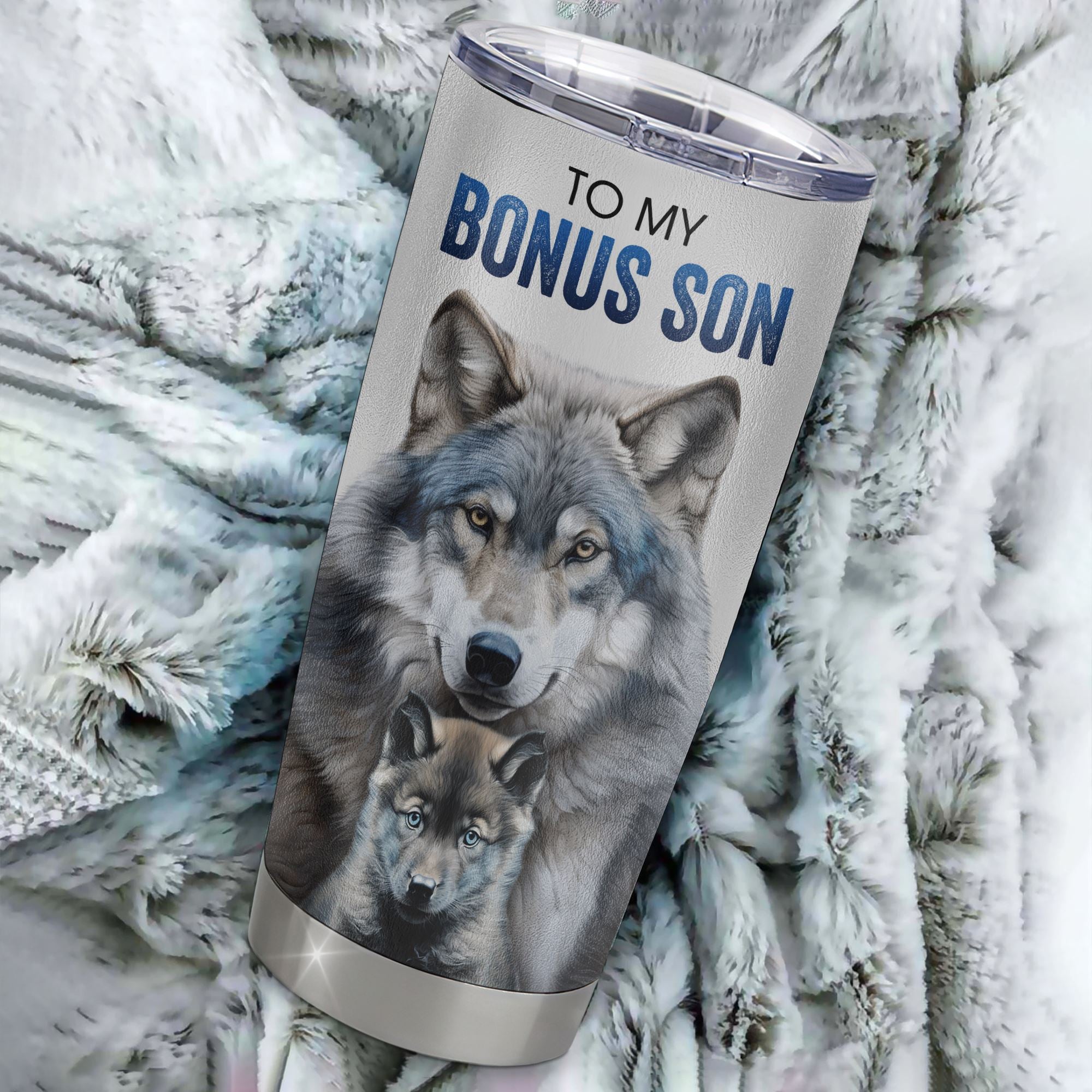 Personalized To My Bonus Son Tumbler From Stepdad Stainless Steel Cup I Close My Eyes For But A Moment Wolf Stepson Birthday Gifts Graduation Christmas Travel Mug | teecentury