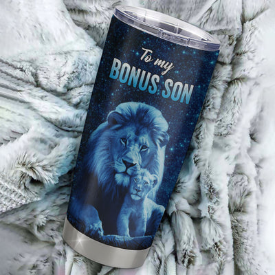 Personalized To My Bonus Son Tumbler From Stepfather Stainless Steel Cup This Old Lion Love You Stepson Birthday Graduation Christmas Custom Travel Mug | teecentury