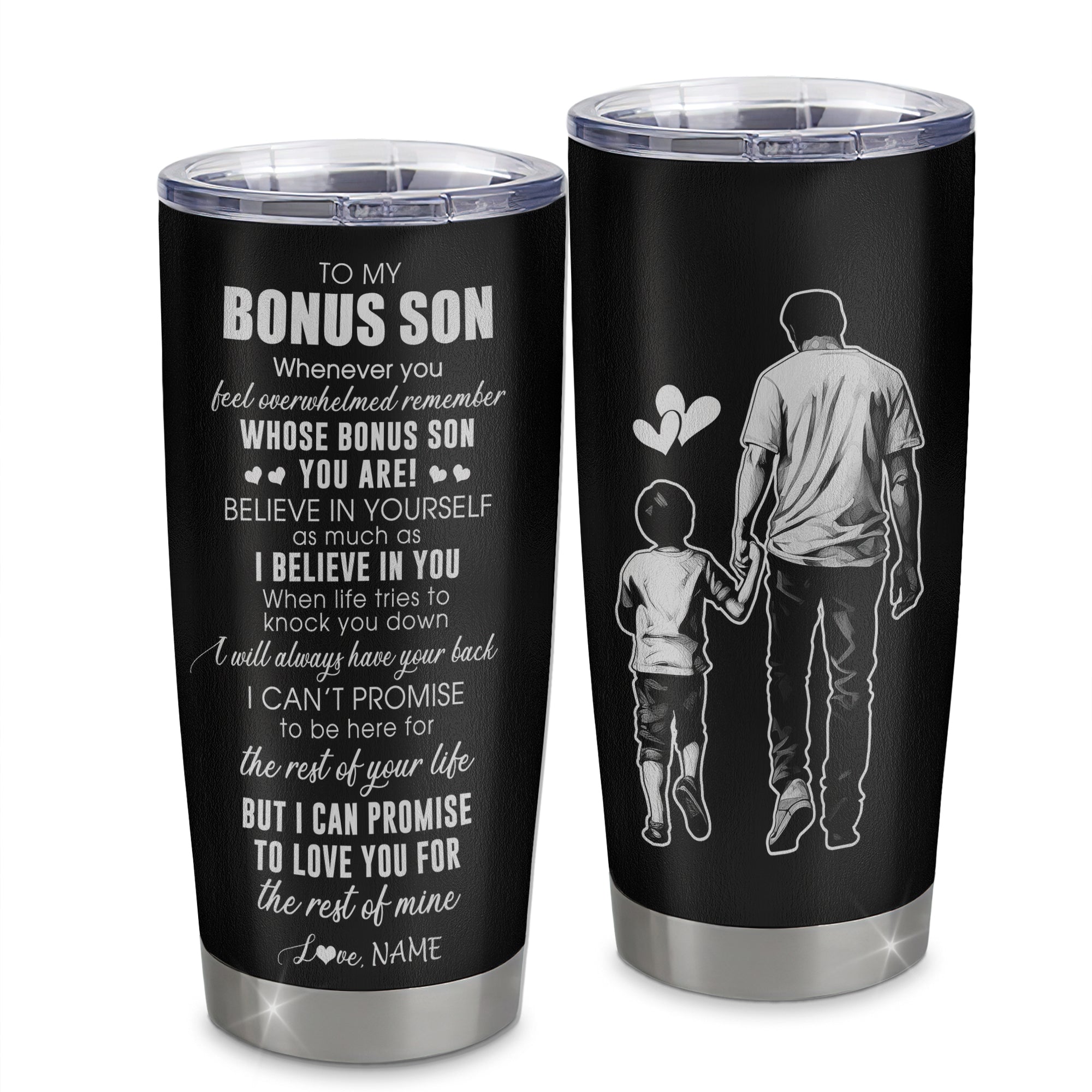 Personalized To My Bonus Son Tumbler From Stepfather Stainless Steel Cup Whenever You Feel Overwhelmed Stepson Birthday Graduation Christmas Travel Mug | teecentury