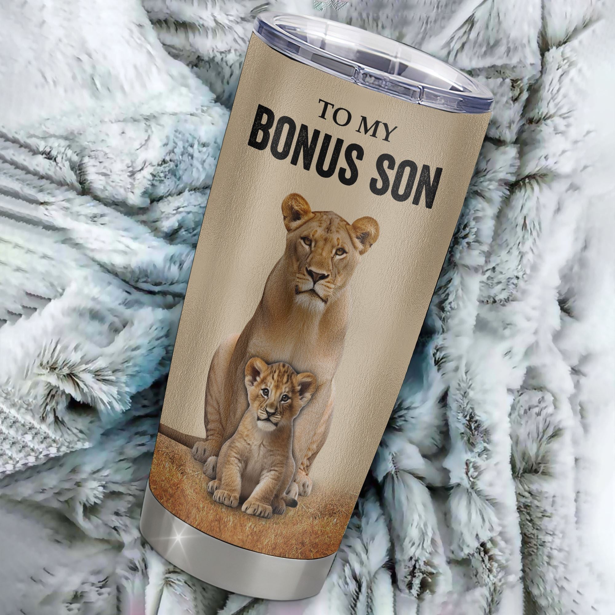 Personalized To My Bonus Son Tumbler From Stepmom Lion Stainless Steel Cup Never Forget That I Love You Stepson Birthday Gifts Graduation Christmas Custom Travel Mug | teecentury