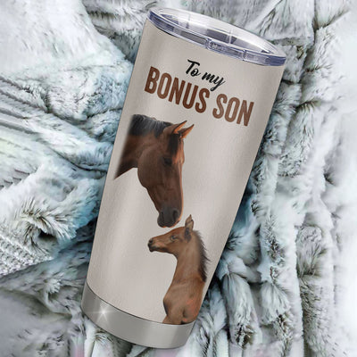 Personalized To My Bonus Son Tumbler From Stepmom Stainless Steel Cup This Old Horse Love You Stepson Birthday Graduation Christmas Custom Travel Mug | teecentury