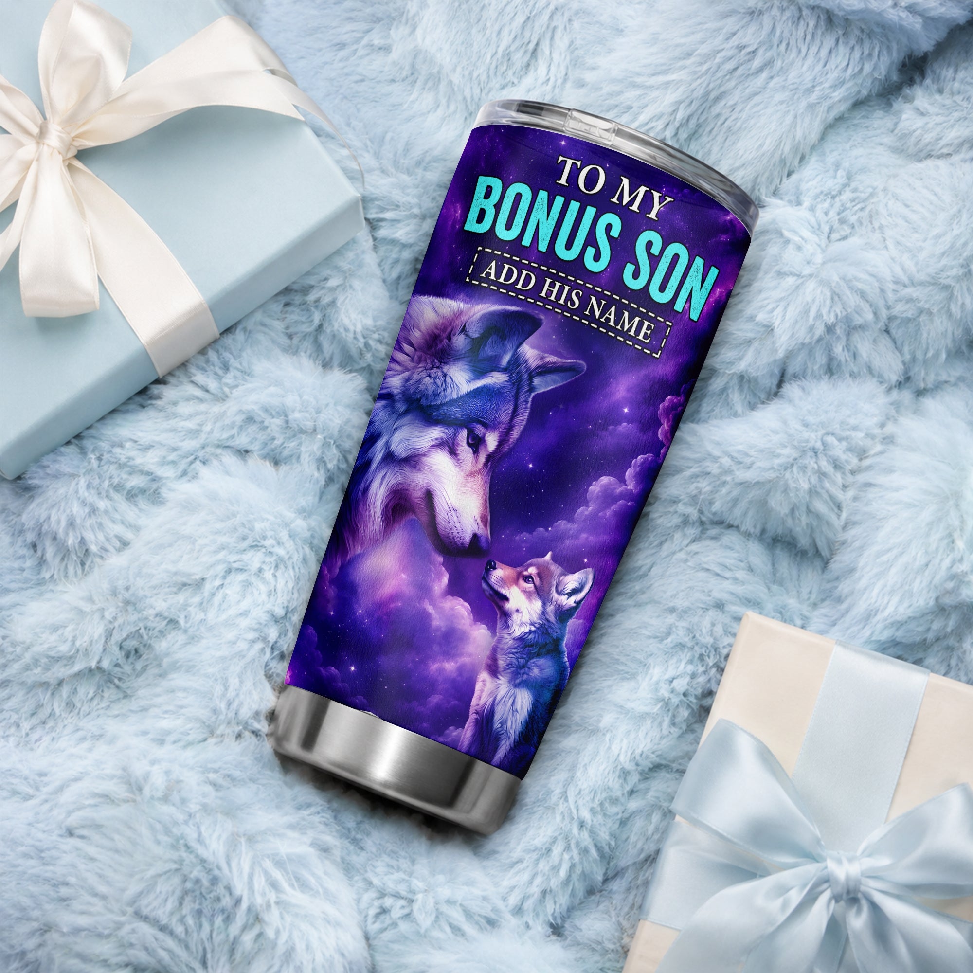 Personalized To My Bonus Son Tumbler From Stepmom Stepdad Wolf Never Forget I Love You Stepson Birthday Gifts Graduation Christmas Custom Stainless Steel Travel Mug | teecentury