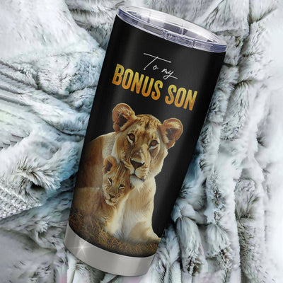 Personalized To My Bonus Son Tumbler From Stepmother Stainless Steel Cup Lion My Only Wish For You Stepson Birthday Graduation Christmas Travel Mug | teecentury