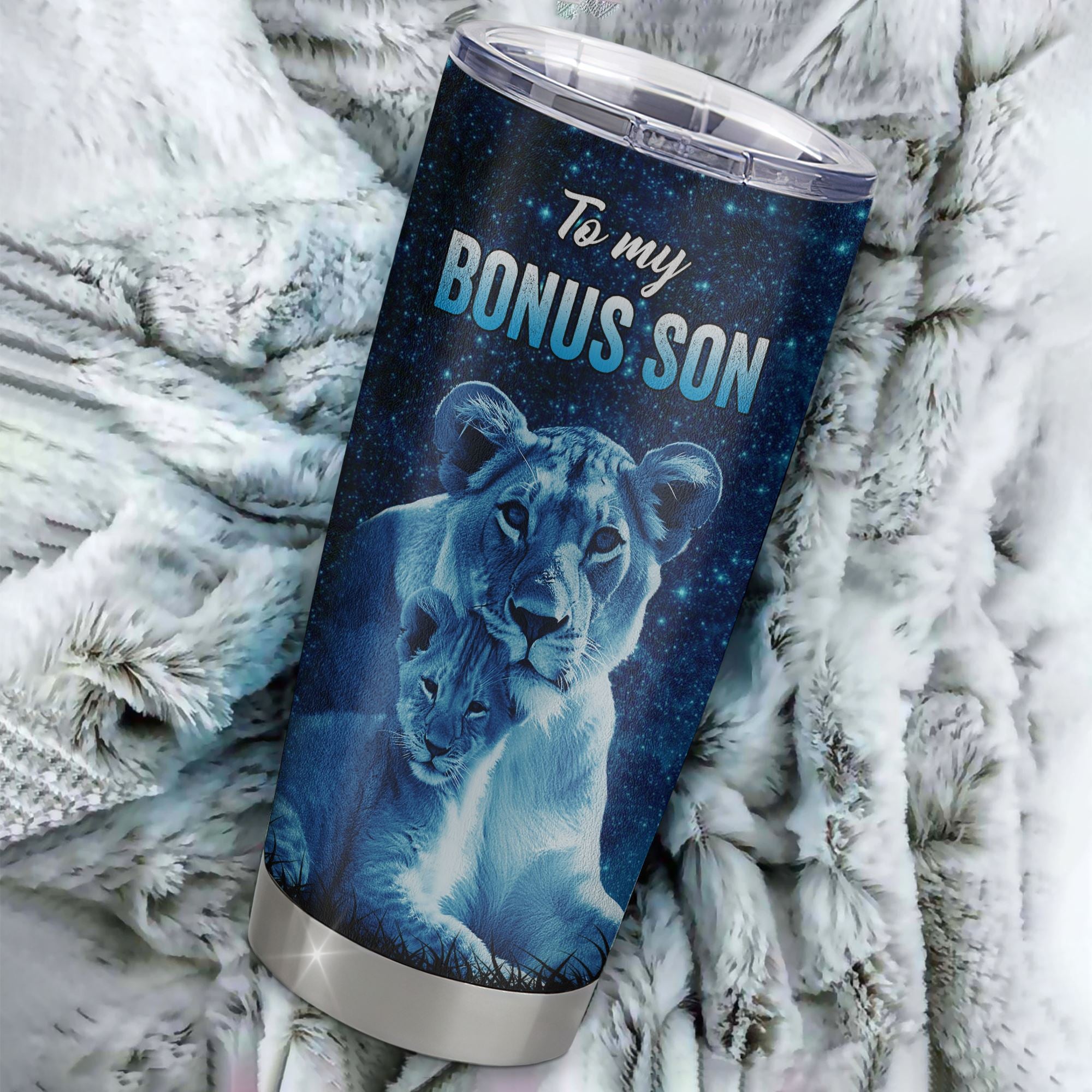 Personalized To My Bonus Son Tumbler From Stepmother Stainless Steel Cup This Old Lion Love You Stepson Birthday Graduation Christmas Custom Travel Mug | teecentury