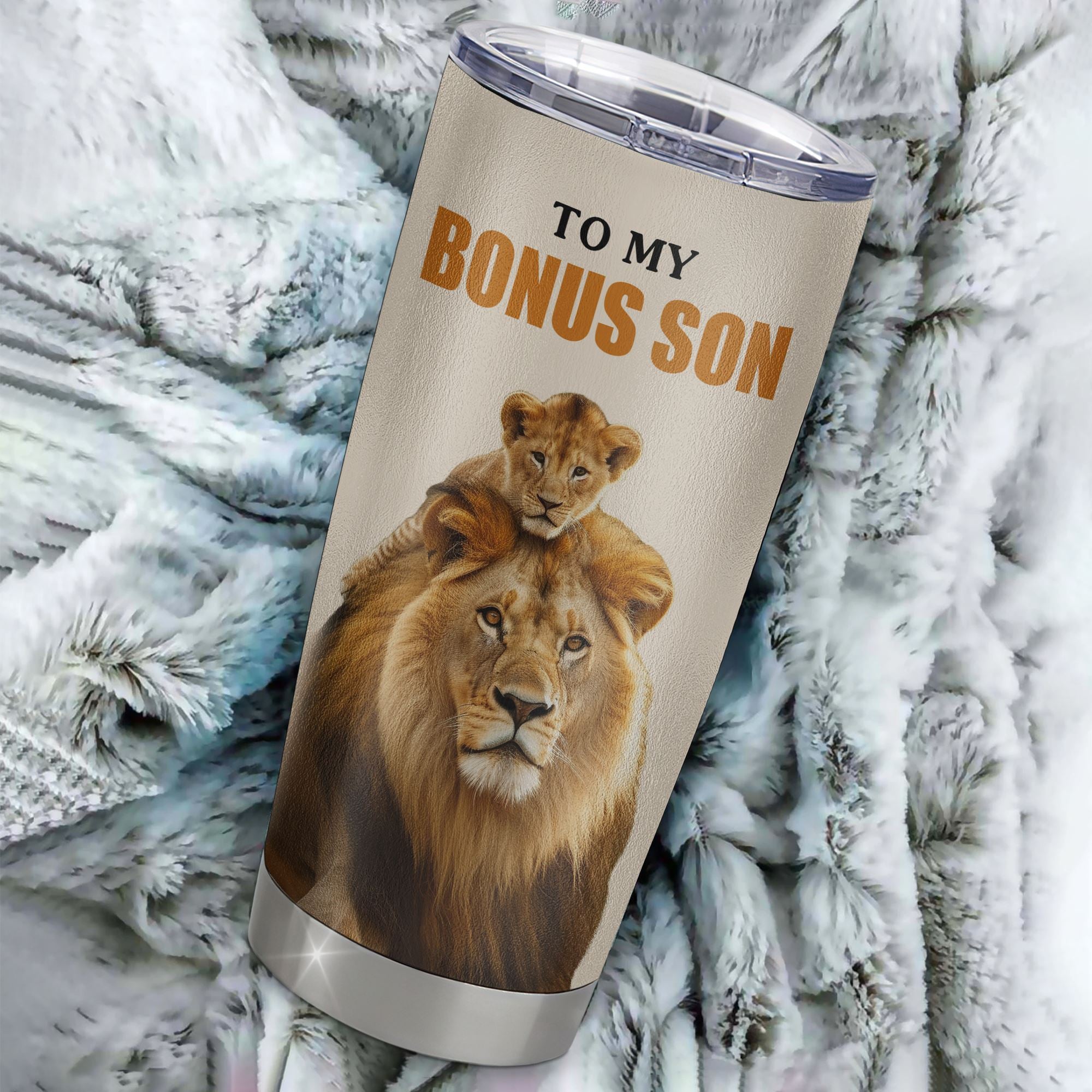 Personalized To My Bonus Son Tumbler Stainless Steel Cup From Stepdad Whenever You Fell Overwhelmed Lion Stepson Birthday Gifts Graduation Christmas Custom Travel Mug | teecentury