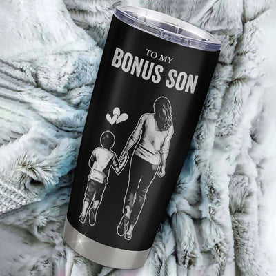 Personalized To My Bonus Son Tumbler Stainless Steel Cup I Love You Forever From Stepmom Stepson Birthday Gifts Christmas Thanksgiving Graduation Custom Travel Mug | teecentury