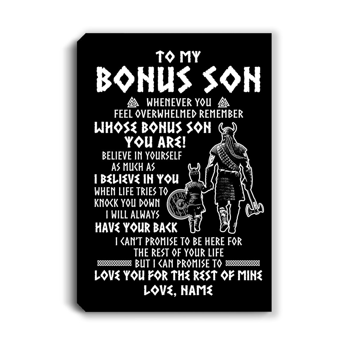 Personalized To My Bonus Son Viking Canvas From Stepdad Whenever You Feel Overwhelmed Stepson Birthday Gifts Graduation Christmas Custom Wall Art Print Framed Canvas | teecentury