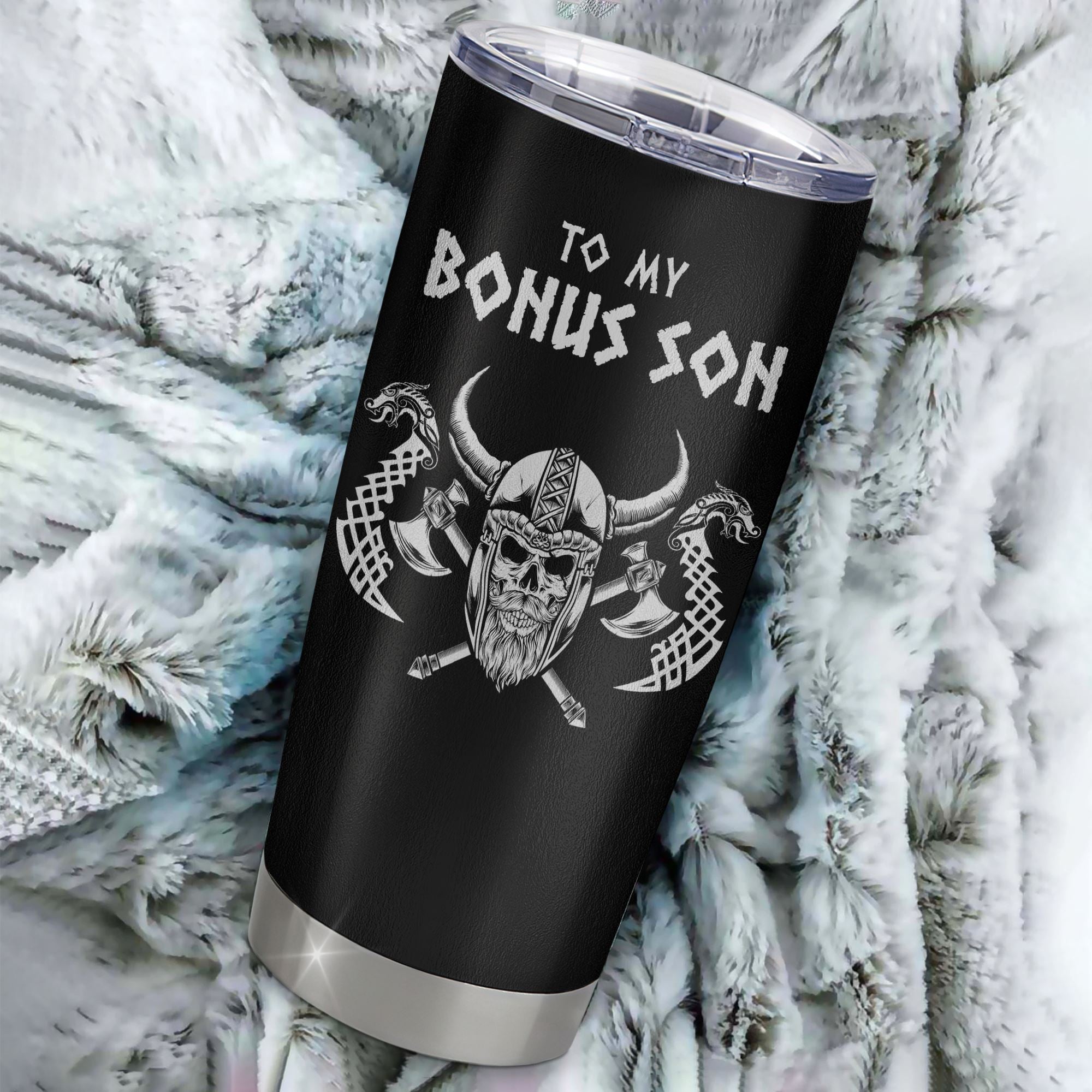Personalized To My Bonus Son Viking Tumbler From Stepmother Stepdad I Wish You The Strength Scandinavian Norse Runes Viking For Men Birthday Christmas Custom Travel Mug | teecentury