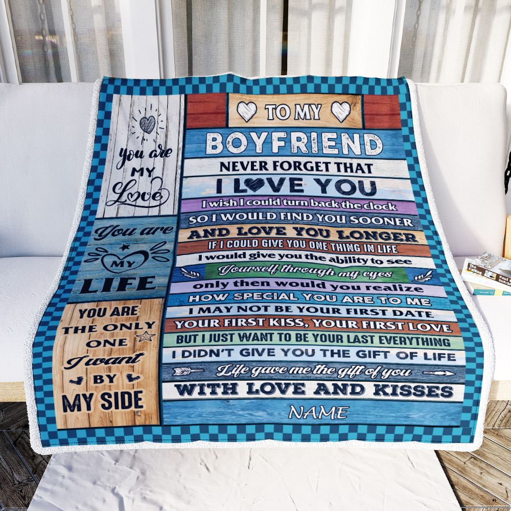 Personalized To My Boyfriend Blanket From Girlfriend Wood I Love You Boyfriend Birthday Anniversary Romantic Valentines Day Christmas Customized Fleece Blanket | teecentury