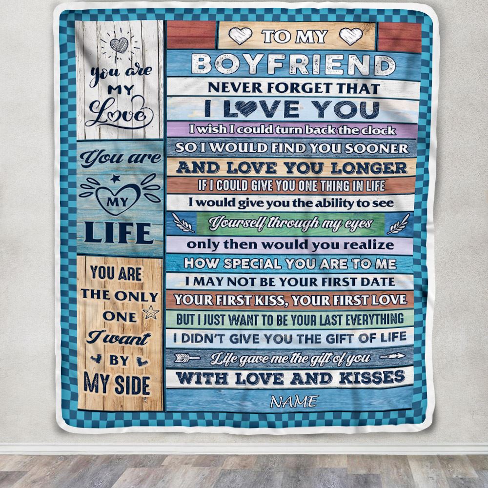 Personalized To My Boyfriend Blanket From Girlfriend Wood I Love You Boyfriend Birthday Anniversary Romantic Valentines Day Christmas Customized Fleece Blanket | teecentury