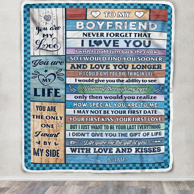Personalized To My Boyfriend Blanket From Girlfriend Wood I Love You Boyfriend Birthday Anniversary Romantic Valentines Day Christmas Customized Fleece Blanket | teecentury