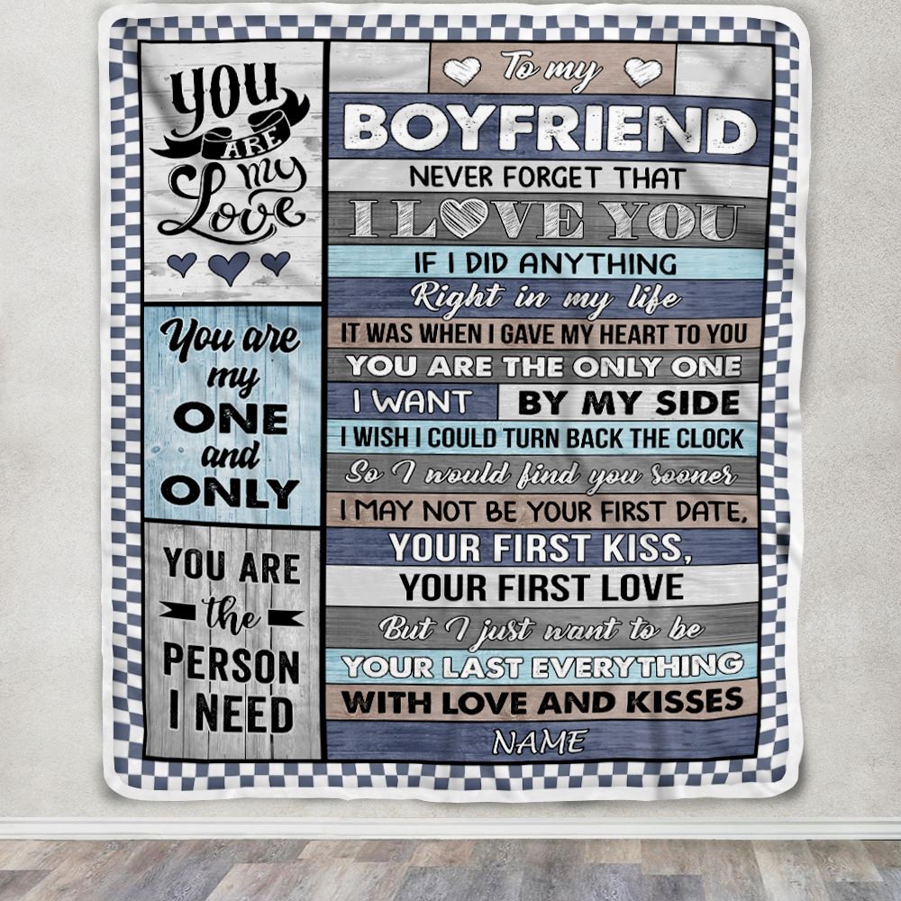 Personalized To My Boyfriend Blanket From Girlfriend Wood You Are My Love Him Birthday Anniversary Valentines Christmas Customized Gift Fleece Blanket | teecentury
