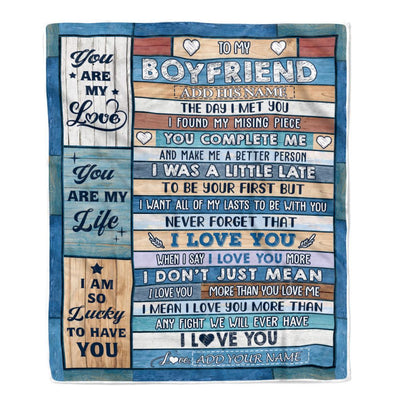Personalized To My Boyfriend Blanket Wood The Day I Met You Boyfriend Birthday Gifts Romantic Valentines Day Gifts For Him Christmas Customized Fleece Blanket | teecentury