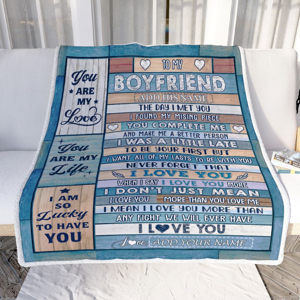 Personalized To My Boyfriend Blanket Wood The Day I Met You Boyfriend Birthday Gifts Romantic Valentines Day Gifts For Him Christmas Customized Fleece Blanket | teecentury