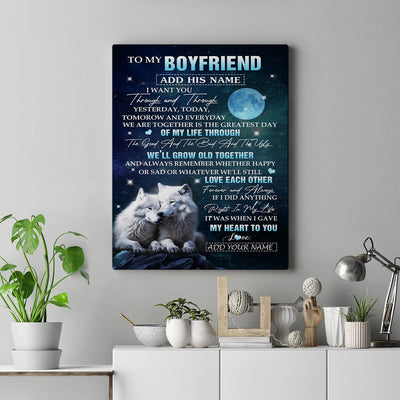 Personalized To My Boyfriend Canvas From Girlfriend I Want You Wolf Boyfriend Birthday For Him Gifts Anniversary Valentines Christmas Custom Wall Art Framed Canvas | teecentury