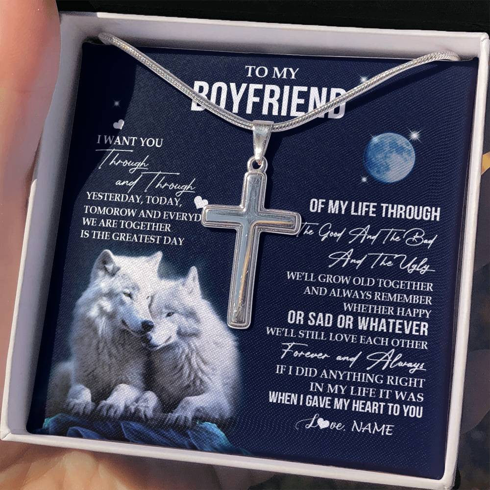 Stainless Cross Necklace Stainless Steel | 2 | Personalized To My Boyfriend Canvas From Girlfriend I Want You Wolf Boyfriend Birthday Gifts Anniversary Valentines Day Christmas Custom Wall Art Print Framed Canvas | teecentury