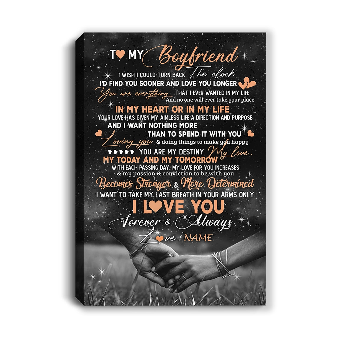 Personalized To My Boyfriend Canvas From Girlfriend Love You Longer Boyfriend Birthday Gift Anniversary Valentines Day Christmas Custom Wall Art Print Framed Canvas | teecentury