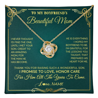Love Knot Necklace 18K Yellow Gold Finish | 1 | Personalized To My Boyfriend's Beautiful Mom Necklace From Daughter Thannk You Mother In Law Mothers Day Birthday Christmas Customized Gift Box Message Card | teecentury
