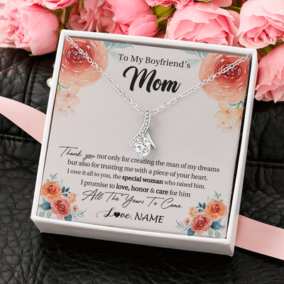 Alluring Beauty Necklace 14K White Gold Finish | 2 | Personalized To My Boyfriend's Mom Gifts Necklace Thank You Birthday Gifts For Boyfriends Mom Mother In Law Mothers Day Jewelry Gift Box Message Card | teecentury