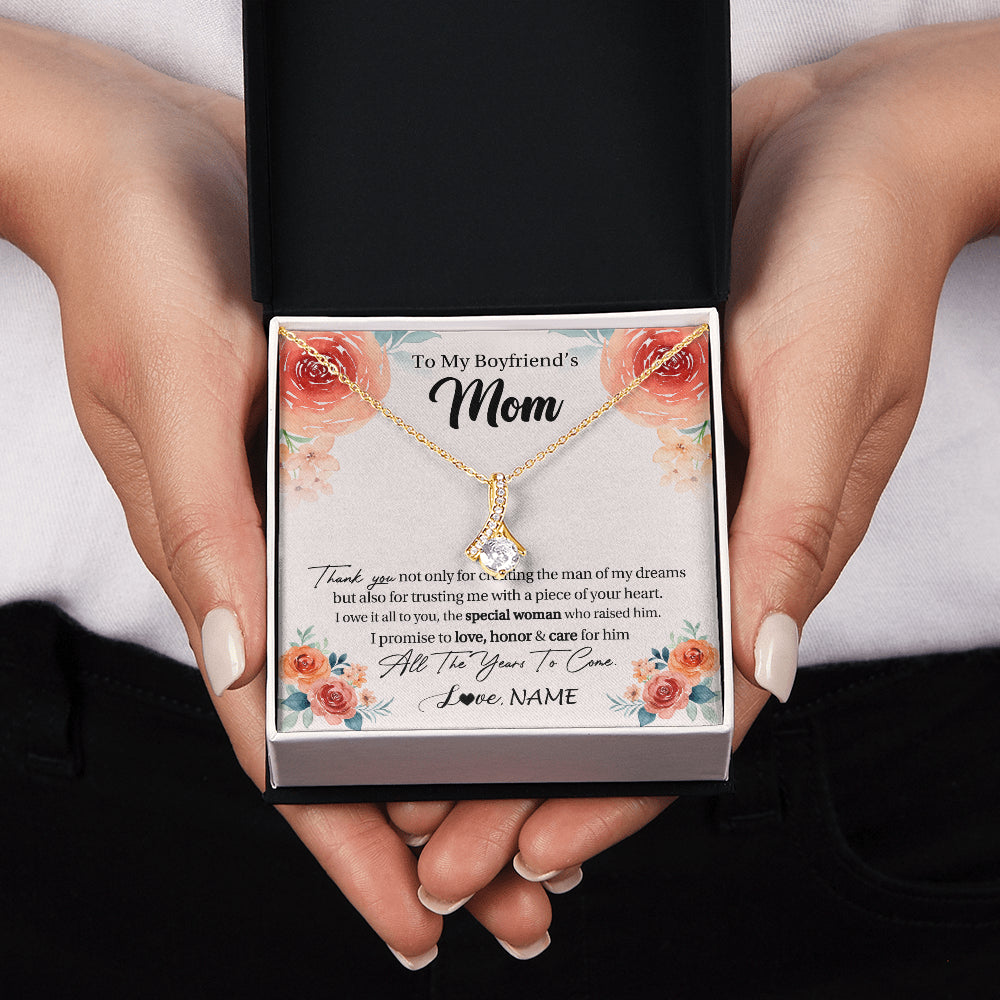 Alluring Beauty Necklace 18K Yellow Gold Finish | 2 | Personalized To My Boyfriend's Mom Gifts Necklace Thank You Birthday Gifts For Boyfriends Mom Mother In Law Mothers Day Jewelry Gift Box Message Card | teecentury