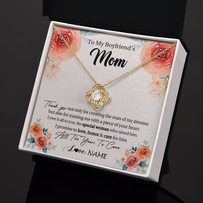 Love Knot Necklace 18K Yellow Gold Finish | 2 | Personalized To My Boyfriend's Mom Gifts Necklace Thank You Birthday Gifts For Boyfriends Mom Mother In Law Mothers Day Jewelry Gift Box Message Card | teecentury