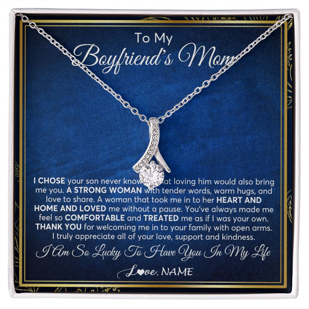 Alluring Beauty Necklace | Personalized To My Boyfriend's Mom Necklace From Daughter A Strong Women Mother In Law Birthday Mothers Day Christmas Customized Gift Box Message Card | teecentury