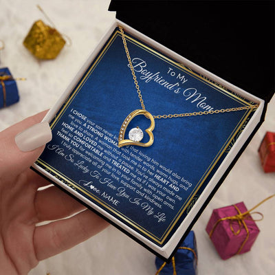 Forever Love Necklace 18K Yellow Gold Finish | 2 | Personalized To My Boyfriend's Mom Necklace From Daughter A Strong Women Mother In Law Birthday Mothers Day Christmas Customized Gift Box Message Card | teecentury